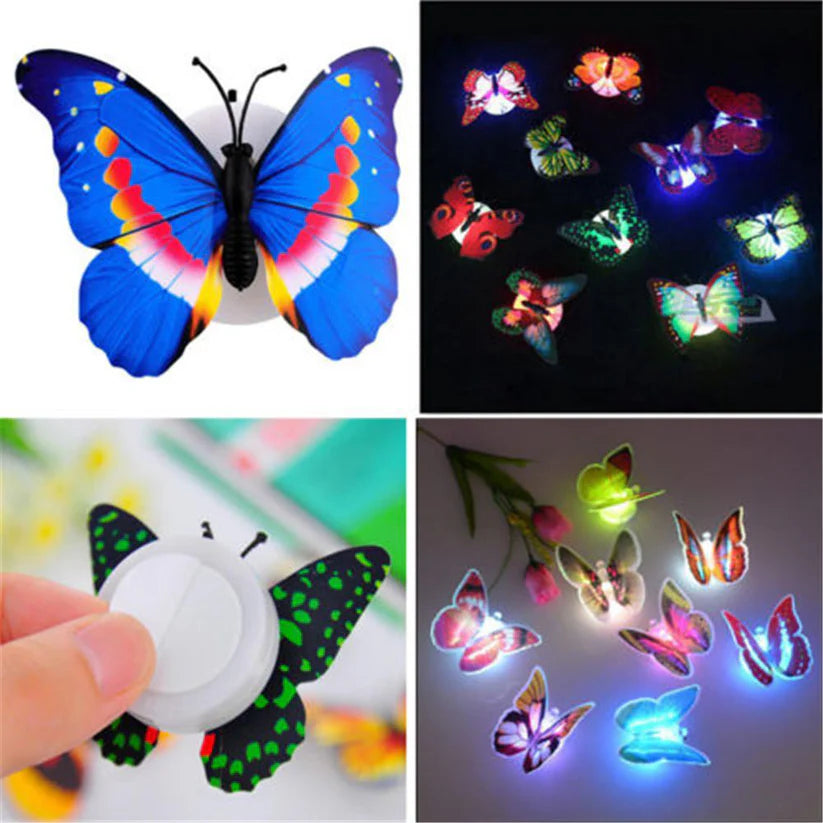 Pack of 6 Glowing LED Butterfly Wall Night Light Stickers