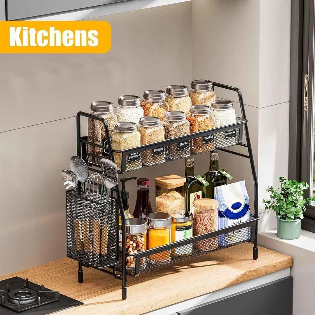Durable Black Stainless Steel Organizer - 1 Pc for Efficient Storage Solutions