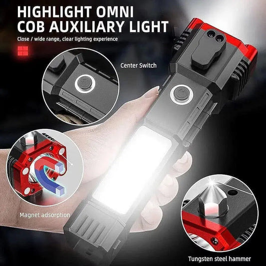 Black LED Rechargeable Torch - 1 Pc for Convenient Illumination