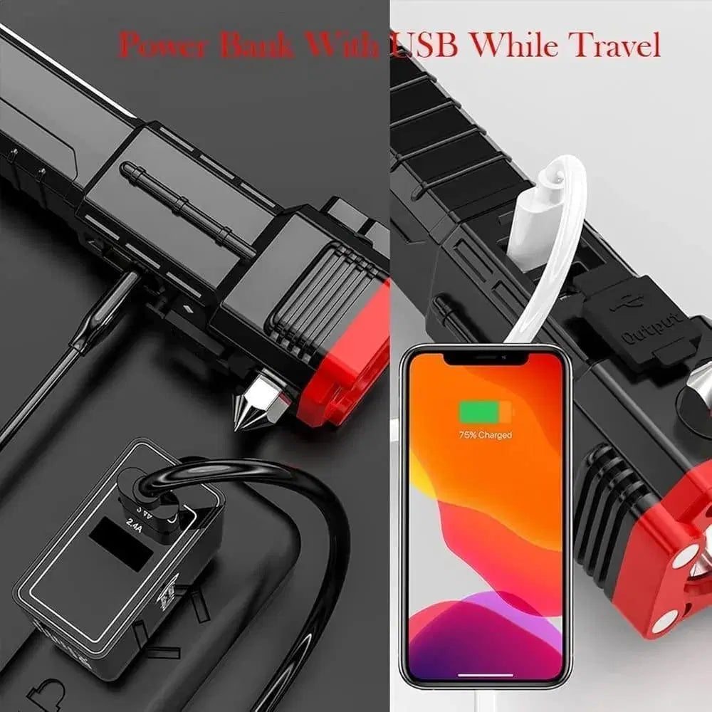 Black LED Rechargeable Torch - 1 Pc for Convenient Illumination